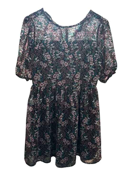 Forever 21 Dresses & Skirts - Forever 21 Floral Chiffon Mini Dress with Puff Sleeves